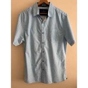 Across the Pond Men's Short Sleeve Shirt Size Large Signature Line Bright Blue